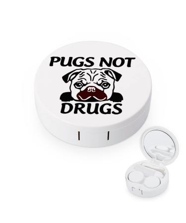 Pugs-Not-Drugs Round Case For Contact Lens Kit Storage Box with Mirror Printed