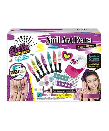 JOYSAE Nail Art Pens  Paint and Sketch Set  7 Basic Beauty Colors  Emoji Pedicure and Manicure Kit - Girls 5 to 10 Years Old