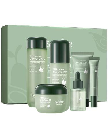 Avocado Skincare Sets 6pcs Skin Care Gift Set with Lip Balm Toner Lotion Face Serum Eye Cream For Hydrating Skin Anti-Aging Skin For Women Teen Girls (Extra Large 6 Count)