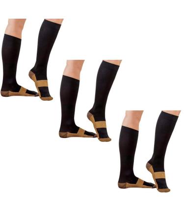 3 Pirs Copper Compression Socks for Men & Women (20-30 mmHg) Best Graduated Athletic Fit for Running Nurses Flight Travel & Maternity Pregnancy - Boost Stamina Circulation & Recovery S/M