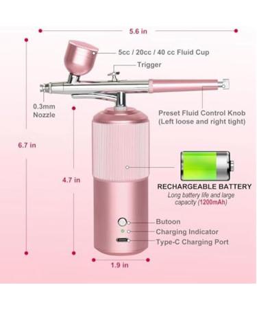 zabeto Airbrush Set - Handheld Airbrush Compressor Cordless Automatic Metal for Nail Art Cosmetics Cake Decorating - Buy Online on GoSupps.com