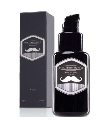 Beard oil for the beard care of Mr. Burton's Beard Oil - Pure - fragrance -neutral - 50ml beard oil - 100% natural ingredients - Premium quality made in germany