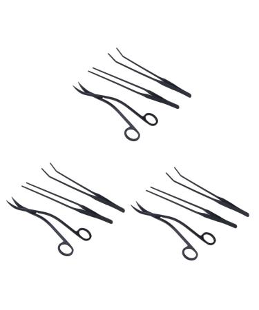 PopetPop TWEASER 3 pieces stainless steel scissors Aquarium cleaning tools straight scissors aquarium tweezers handle scissors plant equipment stainless steel black aquarium substrate tweezers mediumx3pcs blackx3st