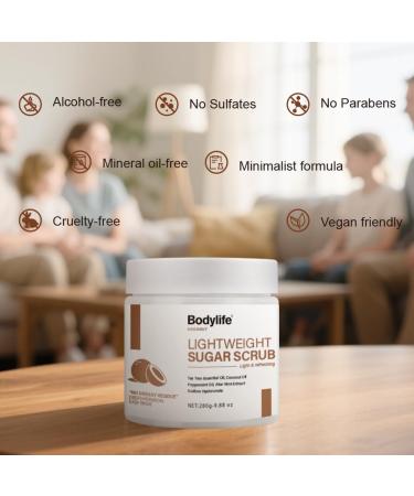 Coconut Sugar Scrub for Body Face & Feet - Suitable for Sensitive Skin Vegan Natural Non-Greasy with Coconut Oil & Aloe Vera Gentle Moisturizing Exfoliator(9.88 Oz) - Buy Online on GoSupps.com