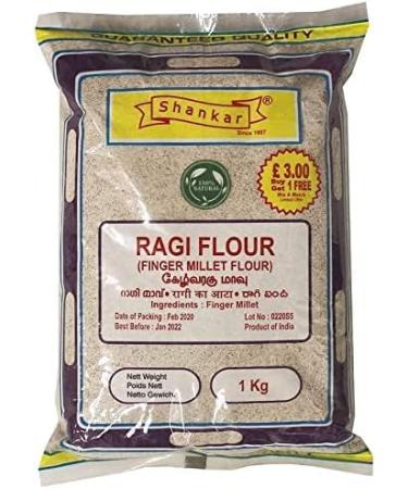 Seelans Shankar Ragi Flour 1kg - Finger Millet Flour - Perfect for Healthy Morning Breakfast (Pack of 2) Indian Origin