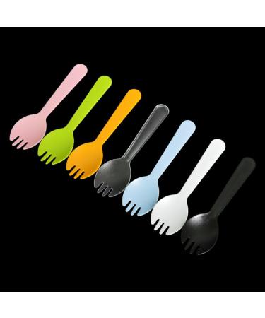 100 PCS Mini Plastic Sporks - Disposable Forks and Spoons for Camping, Parties, Weddings - Small White Sporks - Buy Online on GoSupps.com