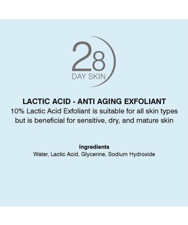 28 Day Skin | 10% Lactic Acid Exfoliant for All Skin Types | Repair Sun-Damaged Skin Hyperpigmentation & Spot Marks | Vegan & Cruelty-Free | 30ml Dropper Bottle - Buy Online on GoSupps.com