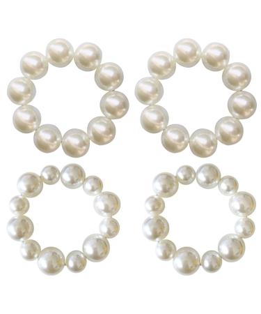 Csirnto hair tie ladies 4 pieces hair tie spirals with pearl -haired elastic hair rope pearls scrunchy art pearl pearls hair band rope women hair jewel