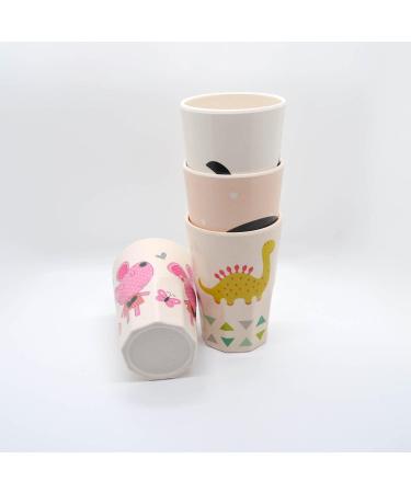 Kids Bamboo Cups Set - 4 Cute Animal Designs, 12 oz Eco-Friendly & Shatter Resistant, BPA Free, Dishwasher Safe - White - Pack of 4 - Buy Online on GoSupps.com
