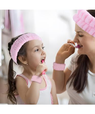 Microfiber 3pcs Face Wash Headband and Wristband Set for Skincare - Pink - Buy Online on GoSupps.com
