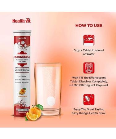 Muscle Health Support: Magnesium 300mg & Zinc 10mg Effervescent Tablets - Orange Flavor | Defeat Daily Stress & Fatigue | Sugar Free | 20 Tabs - Buy Online on GoSupps.com