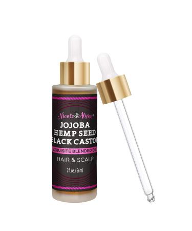 Nicole & Alyssa   Hair and Scalp Oil 2oz - 100% Pure Essential Oil (Jojoba Oil  Hemp Seed Oil  Black Castor Oil)  (Pack of 1) 2 Fl Oz (Pack of 1)