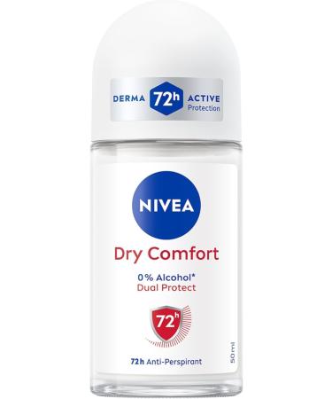 NIVEA Nivea Dry Comfort Roll-On Deodorant Pack of 6 x 50 ml Antiperspirant Double Active Formula with Double Antiperspirant