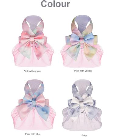 Dog Harness Dress with Leash Set Princess Dog Tutu Skirt for Small Dogs Girl Cute Bow Puppy Dresses Pet Clothes Doggie Outfits Apparel (XS Grey) XS Grey - Buy Online on GoSupps.com