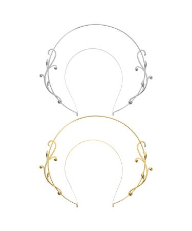 Lurrose 2 Pcs Halo Crown Mary Goddess Headbands Vintage Greek Goddess Headpiece Hair Hoops Wedding Cosplay Prom Bridal Hair Accessories for Women