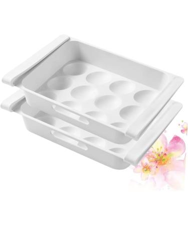 Generic 2pcs box Multi-purpose Home Drawer Storage Case Type for Fridge Refrigerator White Household Egg White 26x18cm - Buy Online on GoSupps.com