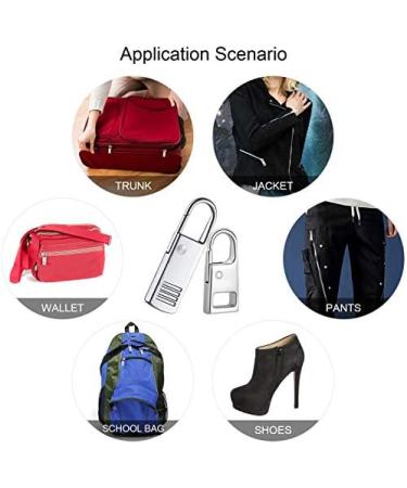 FENGWANGLI 8 Pcs Detachable Zipper Pull Tab Repair Kit - Silver, Black, Steel, Gold - for Luggage, Clothing, Jackets, Backpacks, Boots - Rectangle Zipper Pull - Buy Online on GoSupps.com