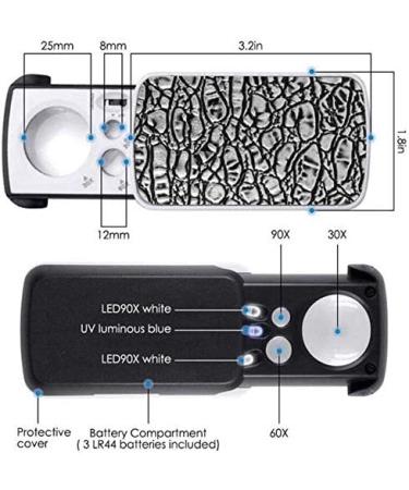 Magnifying Glasses Educational Hobby Magnifiers Portable 30 Times 60 Times 90 Times Lamp Identification Jewelry Crafts High Magnification Magnifying Glass - Buy Online on GoSupps.com