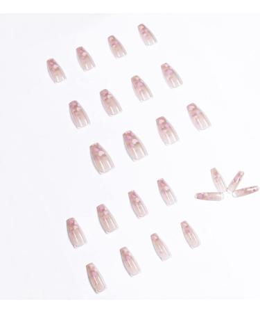 JUSTOTRY 24 Pcs Valentine's Day Pink Heart Press on Nails - Translucent Medium Ballerina False Nails for Women - Acrylic Coffin Nails with Glue for Nail Art - Buy Online on GoSupps.com