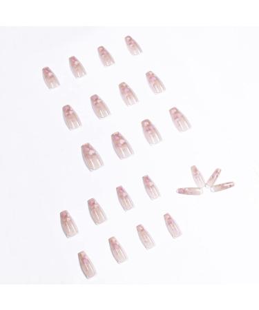 Justotry 24 Pieces Heart Coffin Press-On Nails | Pink French Valentine s Day Ballerina Fake Nails for Women - Buy Online on GoSupps.com