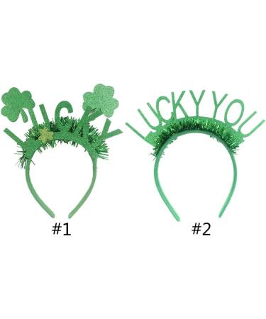 hgnxa Saint Patricks Day Green Glitter Tinsel Headband Head Bopper Irish Party Lucky Shamrock Hair Hoop Costume Accessory Type1 - Buy Online on GoSupps.com