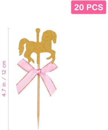 TOYANDONA Lovely Carousel Horse Cupcake Toppers Cake Picks for Kids Birthday Wedding Baby Shower Party Cake Decoration 20 Pieces - Buy Online on GoSupps.com
