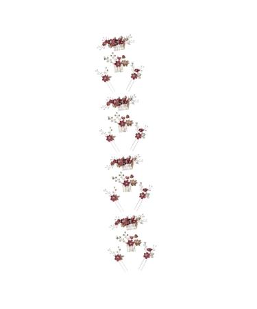 MAGICLULU 4 Sets Hairpin Japanese Hair Accessories Wedding Headpieces Bridal Headpieces for Wedding Rhinestone Hair Clips Embellishments Decor Pearl Zinc Alloy Red Bride Dress
