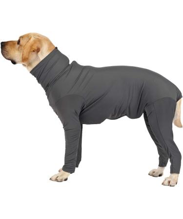 Dog Anxiety Coat Recovery Suit for Small Medium Large Dogs after Surgery 4-Legs Long Sleeves Dog Calming Shirt Body Jumpsuit for Home Car Travel (M) M Grey - Buy Online on GoSupps.com