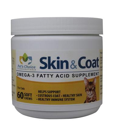 Pets Choice Pharmaceuticals Skin & Coat, Omega-3 Soft Chews for Cats, 60 ct