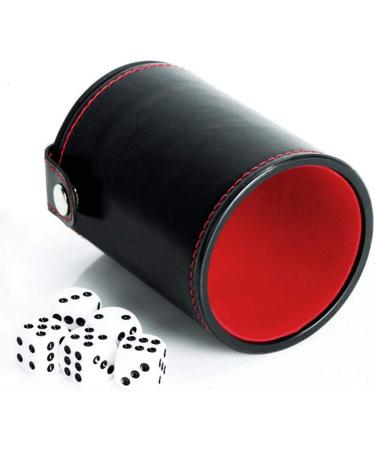 Cooyeah Red Pu Leather Dice Cup Set with 5 Standard Dices for Yahtzee, Farkle, Backgammon - Bar Party Craps Game - 1 Pack - Buy Online on GoSupps.com