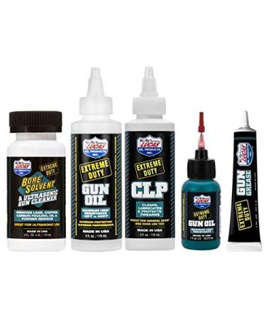 Lucas Extreme Duty 4oz Bore Solvent, Gun Oil, CLP & 1oz Needle Oiler, Grease Tube