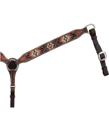 Circle Y Distressed Southwestern Beaded Horse Breast Collar - Turquoise/Brown/White - One Size - Buy Online on GoSupps.com
