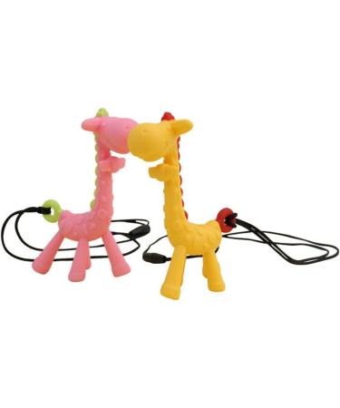 Cartoon Giraffe Pendant Mom Necklace | Baby Teething Chew Silicone Teether - Yellow - Buy Online on GoSupps.com