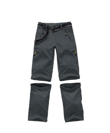 Asfixiado Boys Cargo Pants, Kids' Casual Outdoor Quick Dry Lightweight Waterproof Hiking Climbing Convertible Trousers 9010#grey 9-10 Years