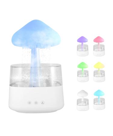 Rain Cloud Humidifier 450ml Cloud Raindrop Humidifiers with 7 Color Changing Lights Night Light with Timer Aromatherapy Essential Oil Diffuser Micro Desk Fountain Water Drop Sound for Bedroom White