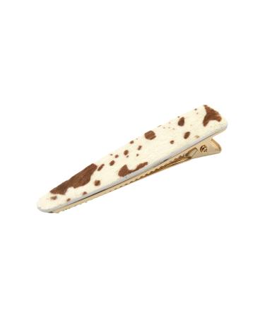 Kathaya Western Hair Barrettes for Women  Cow Print French Barrettes for Fine Thin Thick Hair  Wide Curved Hair Clips for Girls  Rectangular Automatic Hair Pins Fashion Hair Accessories for Cowgirl (U shape  Brown) U sha...