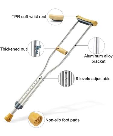 Crutches for Adults Underarm Adult Crutches Height Adjustable Aluminum Underarm Crutches Dual Adjustable Walking Sticks 1 Pair of Medical Crutches Walking Cane for Elderly Disabled Great for Trave A 150 cm - Buy Online on GoSupps.com
