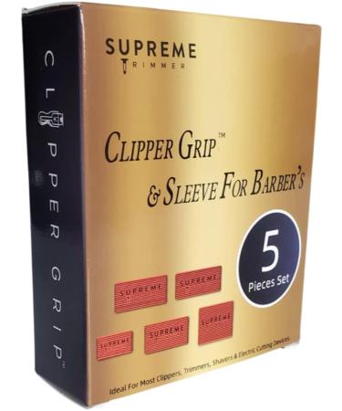 Clipper Grip SGR50 Professional Barber Grippers by Supreme Trimmer | 5 Piece Non-Slip Clipper Grips Barber Sleeve for Clipper Trimmer & Shaver | Red - Buy Online on GoSupps.com