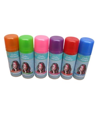 Temporary Hair Coloring Spray Hair Color Washable Removable For Birthday Party New Year Party Celebration Faster Make-up (6 Colors 6 Cans) 6 Colors 2.5 Fl Oz (Pack of 6)