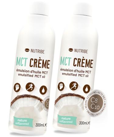 Nutribe MCT Cream - Oil Based MCT Pure C8 C10 - Perfect Dilution - French Laboratory, 300ml (Pack of 2) for Ketosis Boosting, Intermittent Fasting