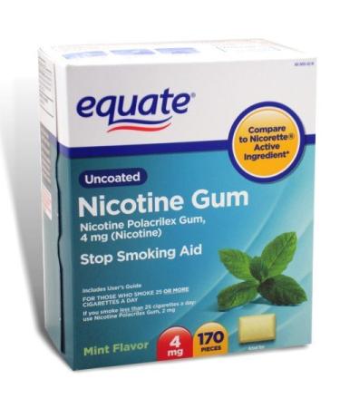 Equate - Nicotine Gum Polacrilex 4 mg Stop Smoking Aid Mint Flavor 170 Pieces