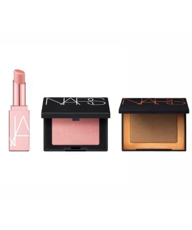 Nars Laguna Bronzer Orgasm Blush and Afterglow Lipstick Lip Balm Mini Trio (Travel Size) Gift Set