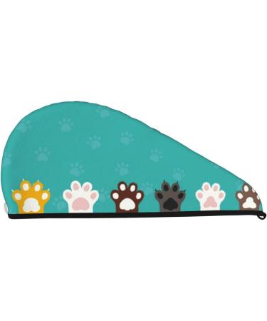 Cute Cat Paw & Dog Microfiber Hair Towel | Super Absorbent Coral Velvet Quick Dry Cap for Long Curly & Thick Hair - Perfect for Women - Buy Online on GoSupps.com