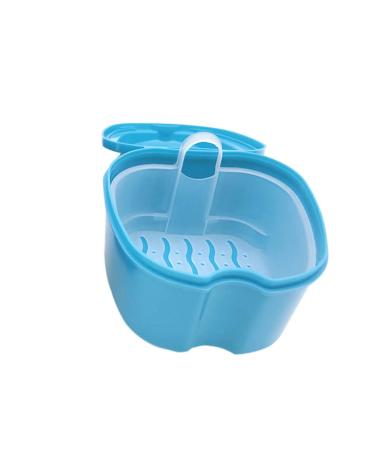 SUPVOX Denture Box Denture Teeth Storage Box Case with Net (Blue)