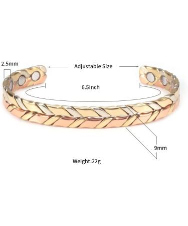 EnerMagiX Tri Tone 3500 Gauss Magnetic Copper Bracelet for Women & Men | 99.95% Copper Bangle with 8 Magnets | Adjustable Size Women's Day Gift for Mom & Wife | CPB-1004 1009 - Buy Online on GoSupps.com