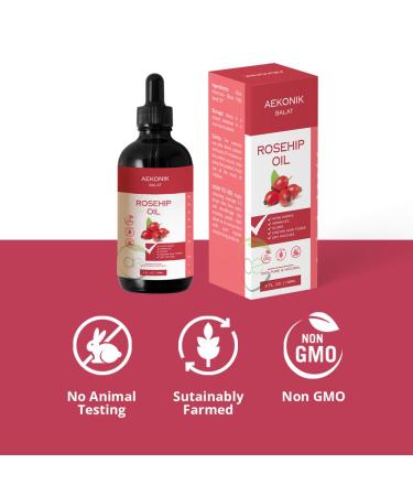Rosehip Oil for Acne & Wrinkle Reduction - Natural Anti-Aging Serum - Organic Face Moisturizer & Skin Care Oil - 4fl oz (118 ml - Buy Online on GoSupps.com