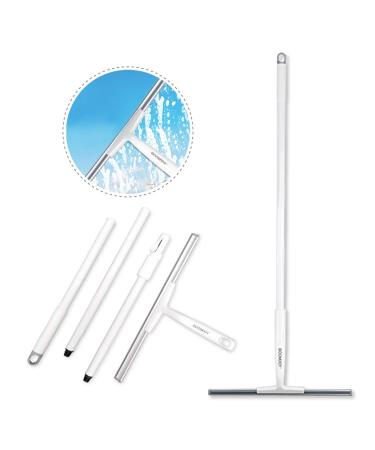 BOOMJOY Floor Squeegee with Long Handle, Shower Cleaner with 43" Adjustable Handle, Rubber Window Cleaner Wiper for Glass Door, Bathroom, Concrete, Floor, Kitchen, Tile, Garage, Window, Car Glass Multicolor 14''