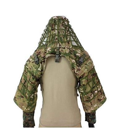 ROCOTACTICAL Sniper Ghillie Suit Foundation, Ripstop, Ghillie Viper Hood, Camouflage Sniper Coat CP Multicam