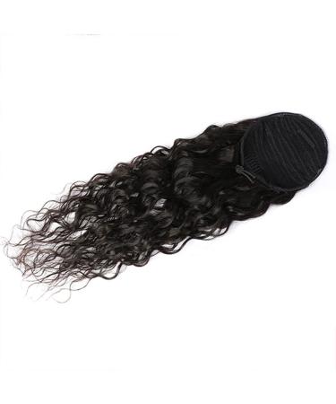 16 Inch Water Wave Drawstring Ponytail | 100% Brazilian Human Hair | Clip in Extension for Black Women - Buy Online on GoSupps.com
