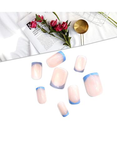 Shop Kxamelie Press On Nails - 24PC Short French Blue Acrylic Stick-On Designs for Women - Buy Online on GoSupps.com